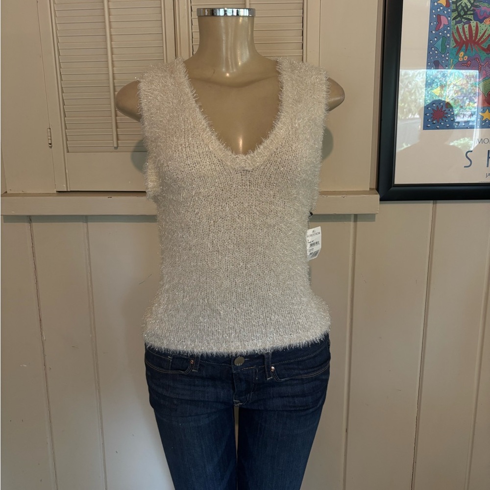 Tildon Cream Textured Tank Top